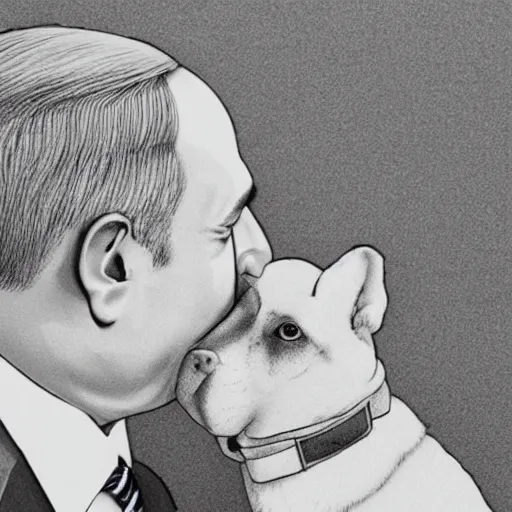 Image similar to benjamin netanyahu kissing a dog, photorealistic, detailed