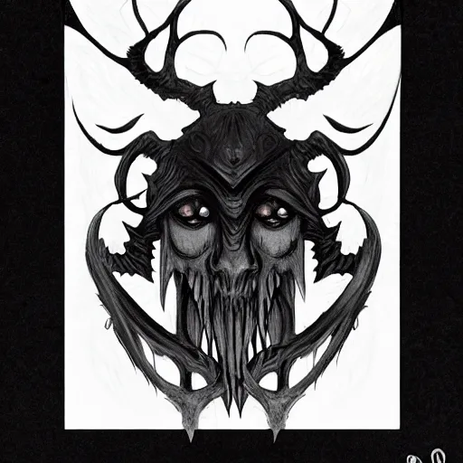 Prompt: A creature in style of Brom, symmetrical, dark fantasy