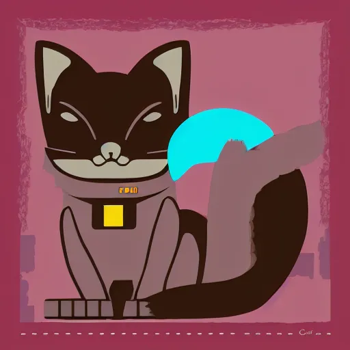 Prompt: a simplified vector based illustration about a cyberpunk kitten, space colors