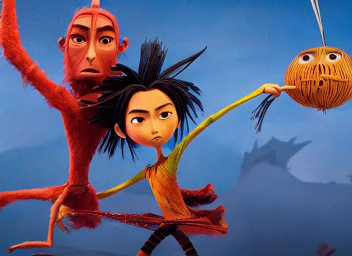 Image similar to A very high resolution image from a new movie, stop motion, Animated film Kubo, Kubo and the Two Strings, directed by wes anderson