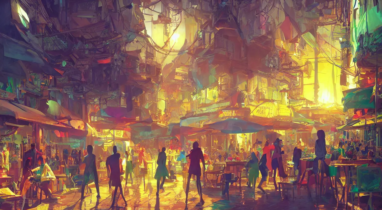 Image similar to bazaar zouk oriantal multicolorful sky shine place mosquet painting stylized digital video game icon global illumination ray tracing 8 k hd resolution, by ilya kuvshinov and cushart krentz and gilleard james