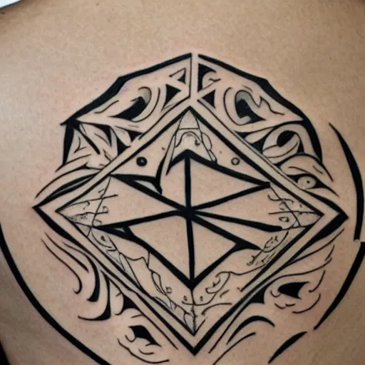 Image similar to tattoo design, stencil, tattoo stencil, traditional, a world famous tattoo of a geometric table-s 100