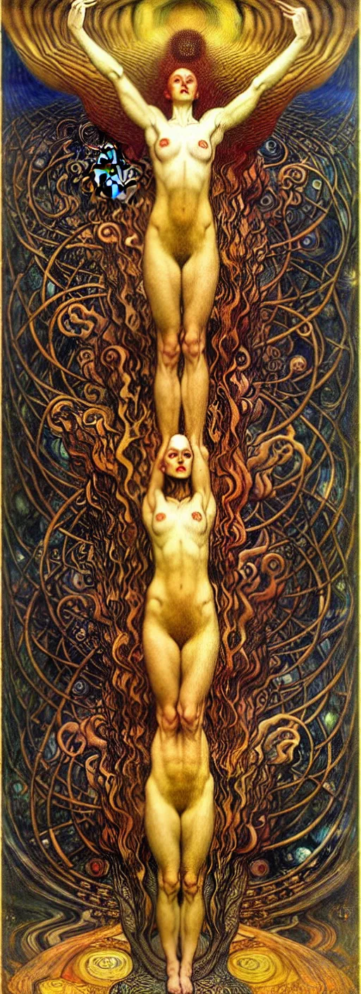 Image similar to Divine Chaos Engine by Karol Bak, Jean Delville, William Blake, Gustav Klimt, and Vincent Van Gogh, symbolist, visionary