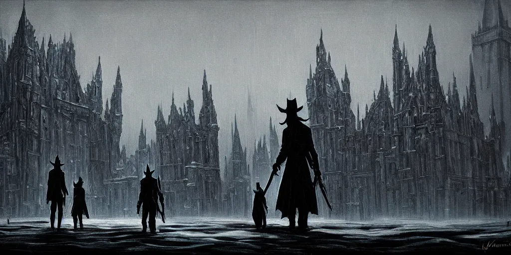 Prompt: yharnam bloodborne in the style of lawren harris, trending on artstation