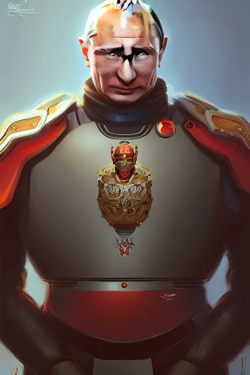 Image similar to vladimir putin as a robotnik, realistic portrait, symmetrical, highly detailed, digital painting, artstation, concept art, smooth, sharp focus, illustration, cinematic lighting, art by artgerm and greg rutkowski and alphonse mucha