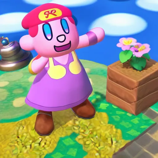 Image similar to Kirby, villager from animal crossing, super smash bros, video game cover, Nintendo switch, high quality, nintendo style, video game