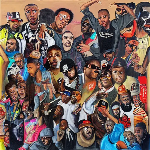 Prompt: a painting of the death of hip hop