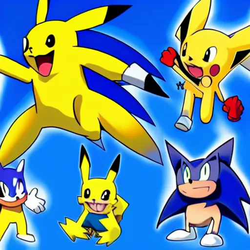 Prompt: a mix of Pikachu and sonic