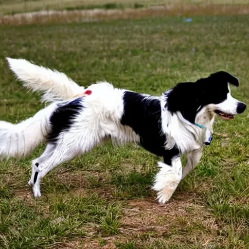 Prompt: border collie wearing a space suit