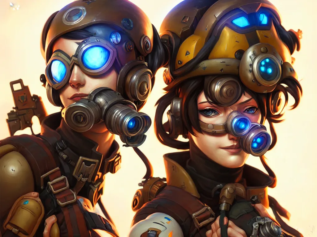 Prompt: portrait of dieselpunk tracer from overwatch soldier girl, helmet, desert, armored, highly detailed, digital painting, face detail, sharp focus, art, illustrations by loish and ayanamikodon and irakli nadar and rossdraws and wlop