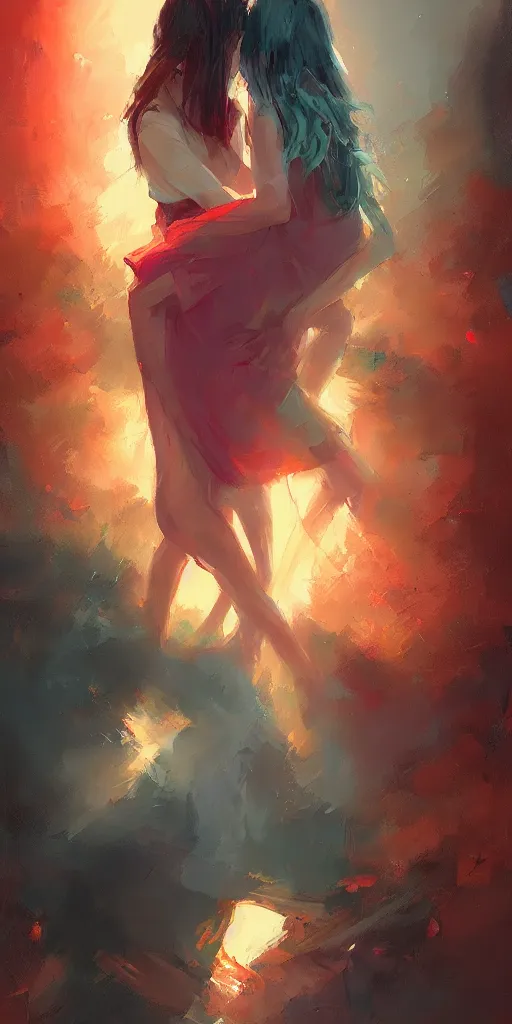 Prompt: love by wenjun lin and alena aenami