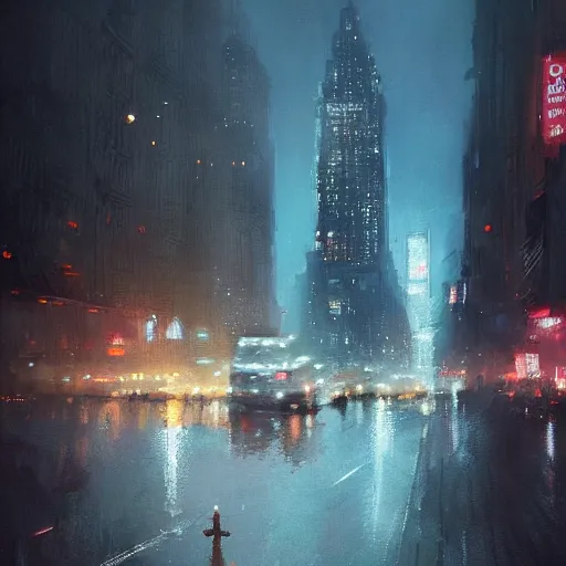 Image similar to make new york in night by greg rutkowski