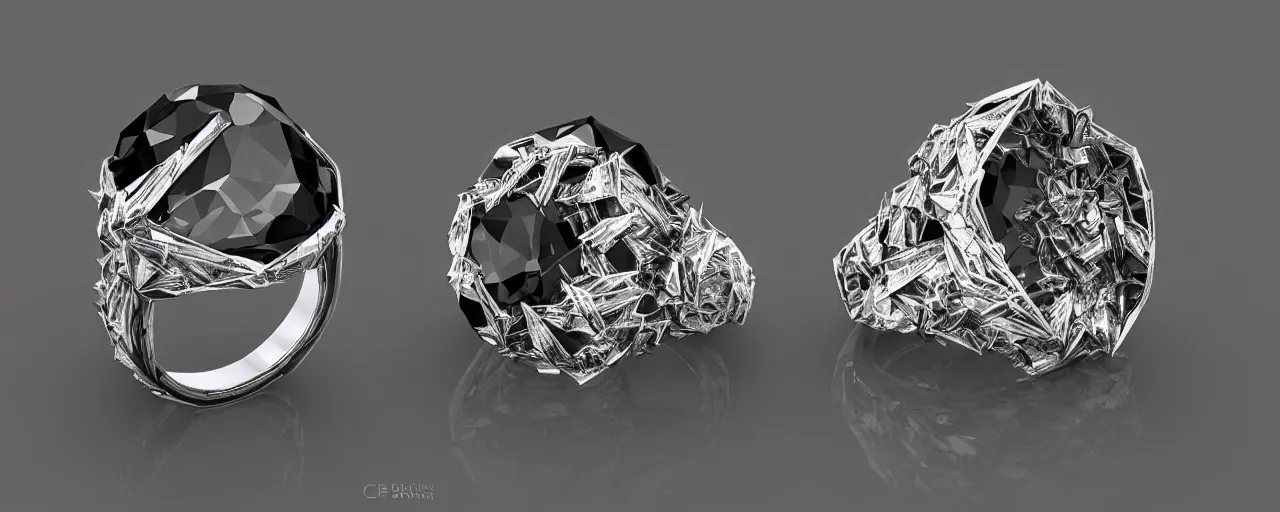 Image similar to black magic crystal ring, fire, flame, ashes, smooth, crystal, engravings, diamonds, product design, jewelry, colorful, art by gerald brom, greg rutkowski and artgerm, photo realism, unreal engine, c 4 d