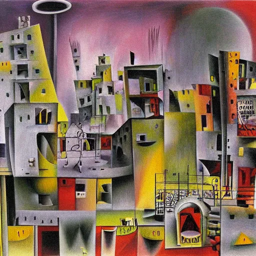 Prompt: old city by roberto matta