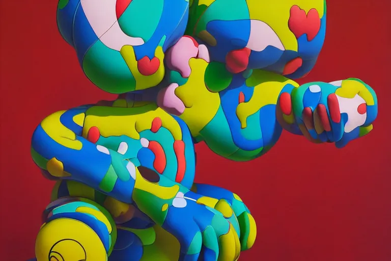 Prompt: kaws figure by james jean and salvador dali and shusei nagaoka, oil on canvas, surrealism, neoclassicism, renaissance, hyper realistic, ultra detailed, cell shaded, 8 k