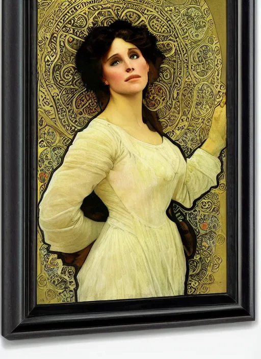 Prompt: portrait of kristen bell by alphonse mucha