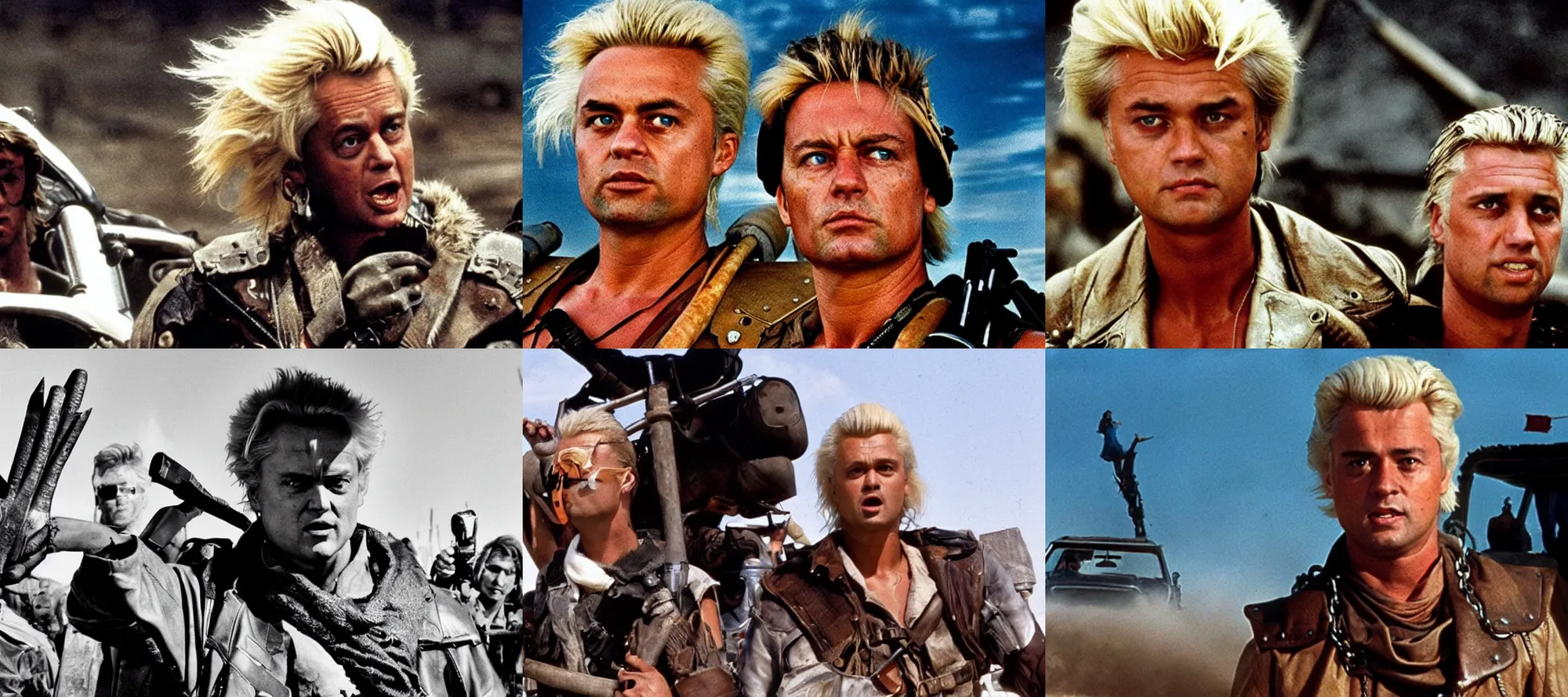Prompt: Geert Wilders as Max Rockatansky, Mad Max Beyond Thunderdome 1985, cinémascope