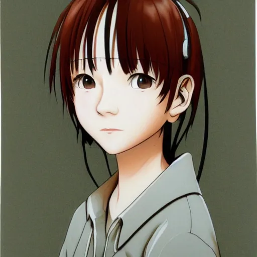 Image similar to a portrait of Lain from serial experiments: Lain Shinji Aramaki