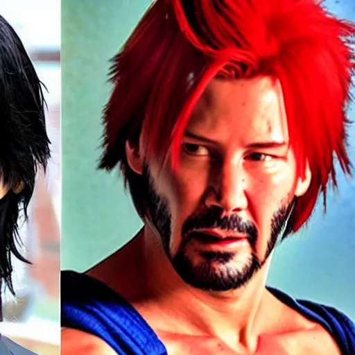 Image similar to keanu reeves as songoku