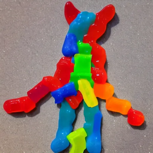 Prompt: dog made of gummy