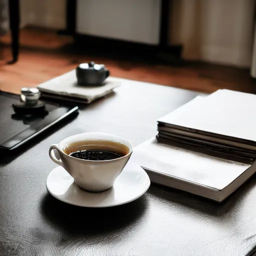 Image similar to V60 pourover, with fellow stagg ekg, on a coffee table, product photography