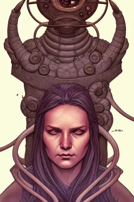 Image similar to comic cover art portrait of a beholder, dnd, high fantasy digital illustration, by jenny frison and sana takeda, intricate details, stunning inking lines, flat colors, 4 k, hd, artstation