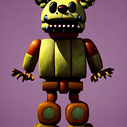 Prompt: /generate a photo of springtrap Freddy Fazbear by Simon Stalenhag, studio photography, dark grey background, softly backlit, gentle smoke effect.