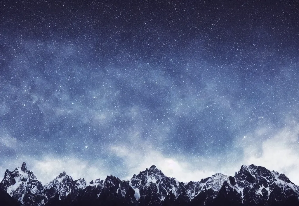 Prompt: huge mountain dragons alps background night sky