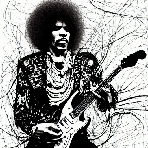 Image similar to jimi hendrix, artistic, abstract, sketch, 8 k, high detail,