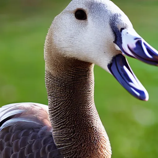 Image similar to photo of a goose wearing knight armor