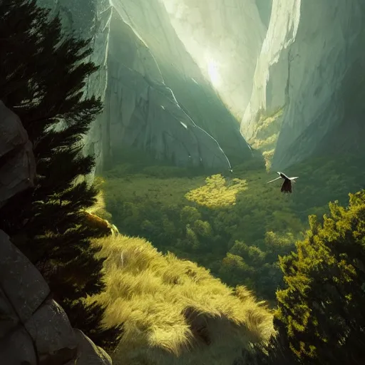 Prompt: golden eagle flying in avila mountains. green. granite. clouds. summer. batscoming out from the entrance. 4 k, concept art, by wlop, ilya kuvshinov, artgerm, krenz cushart, greg rutkowski, pixiv. cinematic dramatic atmosphere, sharp focus, volumetric lighting, cinematic lighting, studio quality