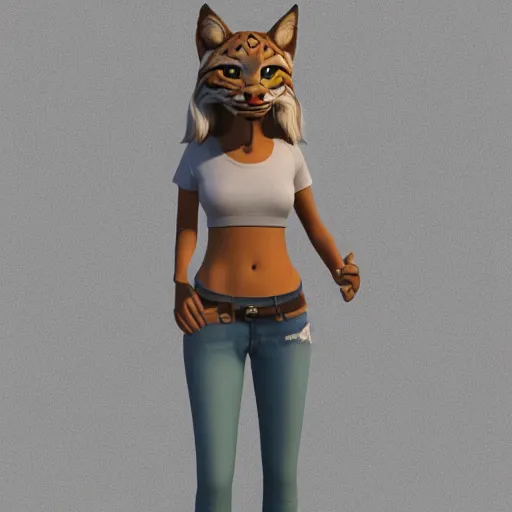 Image similar to 3D model anthro female Lynx Casual