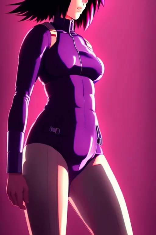 Image similar to a fullbody portrait of motoko kusanagi the major ghost in the shell : : stand alone complex, under repairs, maintenance : : by ilya kuvshinov, rossdraws, artgerm, sola digital arts, anti aliasing, raytracing : :