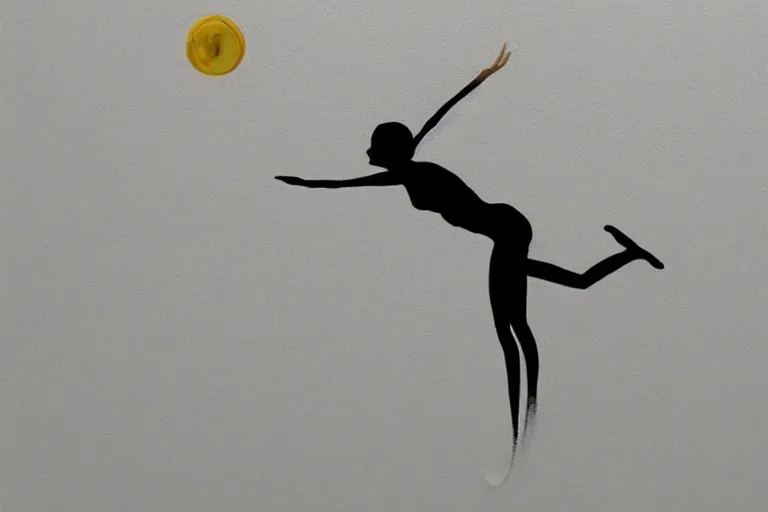 Image similar to beautiful serene volleyball player, healing through motion, life, minimalistic golden and ink airbrush painting on white background