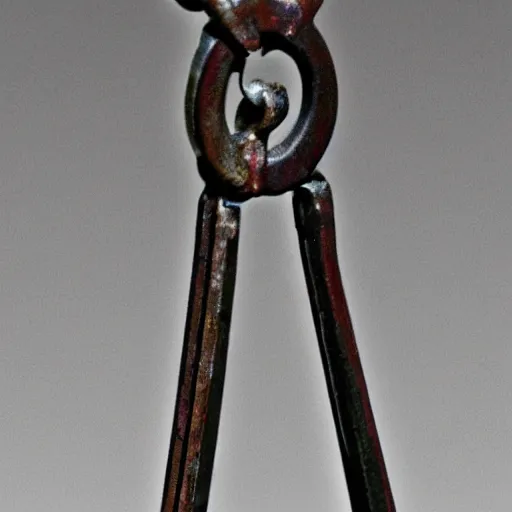 Image similar to a weapon. guillotine blade on a chain