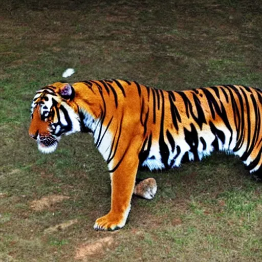 Prompt: a tiger with the body of a man,