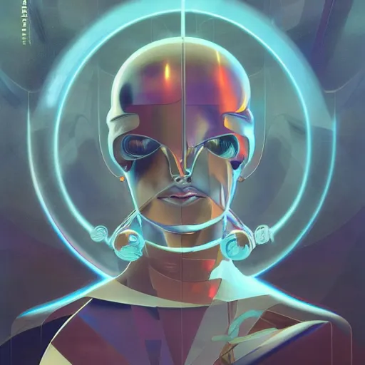 Prompt: scifi futurism automaton minimalism chrome by peter mohrbacher art Hajime Sorayama airbrush hyperrealism model abstract shatter fragments cubism futurism pastel blue soft flat minimal minimalism portrait face jackson pollock ukiyo-e lithograph mark ruthko swirl escape noise shimmer glow