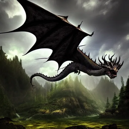 Prompt: “realistic detailed high fantasy, dragon shadow over forest, 4K”