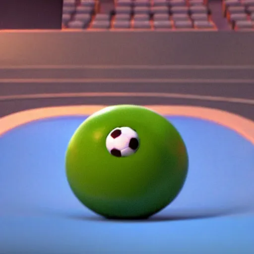 Prompt: movie still of the cutest sentient soccer ball ever, pixar, animation, cute,