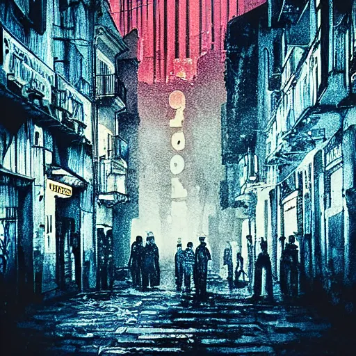 Image similar to the city of Oporto Portugal depicted in the style of blade runner