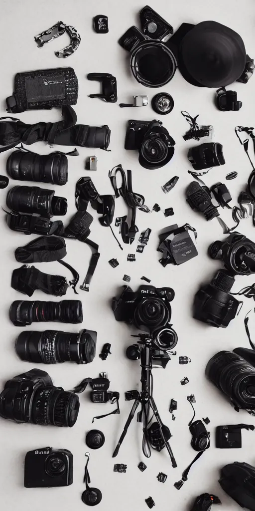 Image similar to knolling photography, studio producer, 30mm