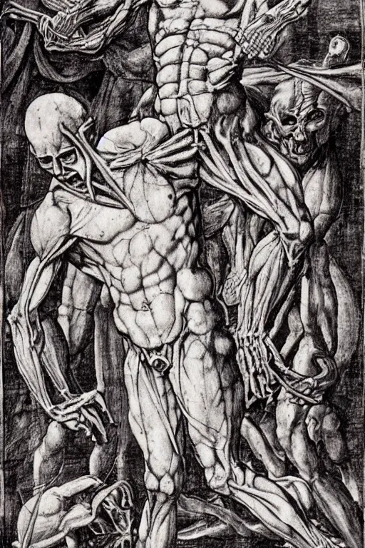 Prompt: demon anatomy, da vinci anatomy, renaissance style