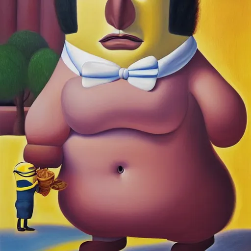 Prompt: a painting of a minion, fernando botero