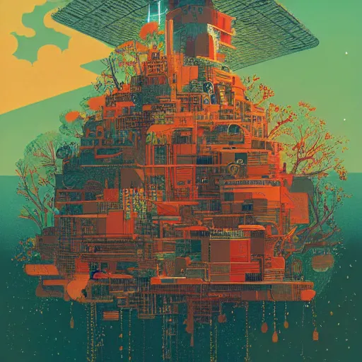 Image similar to illustration of something in mind by Victo Ngai and James Gilleard and Bruce Pennington