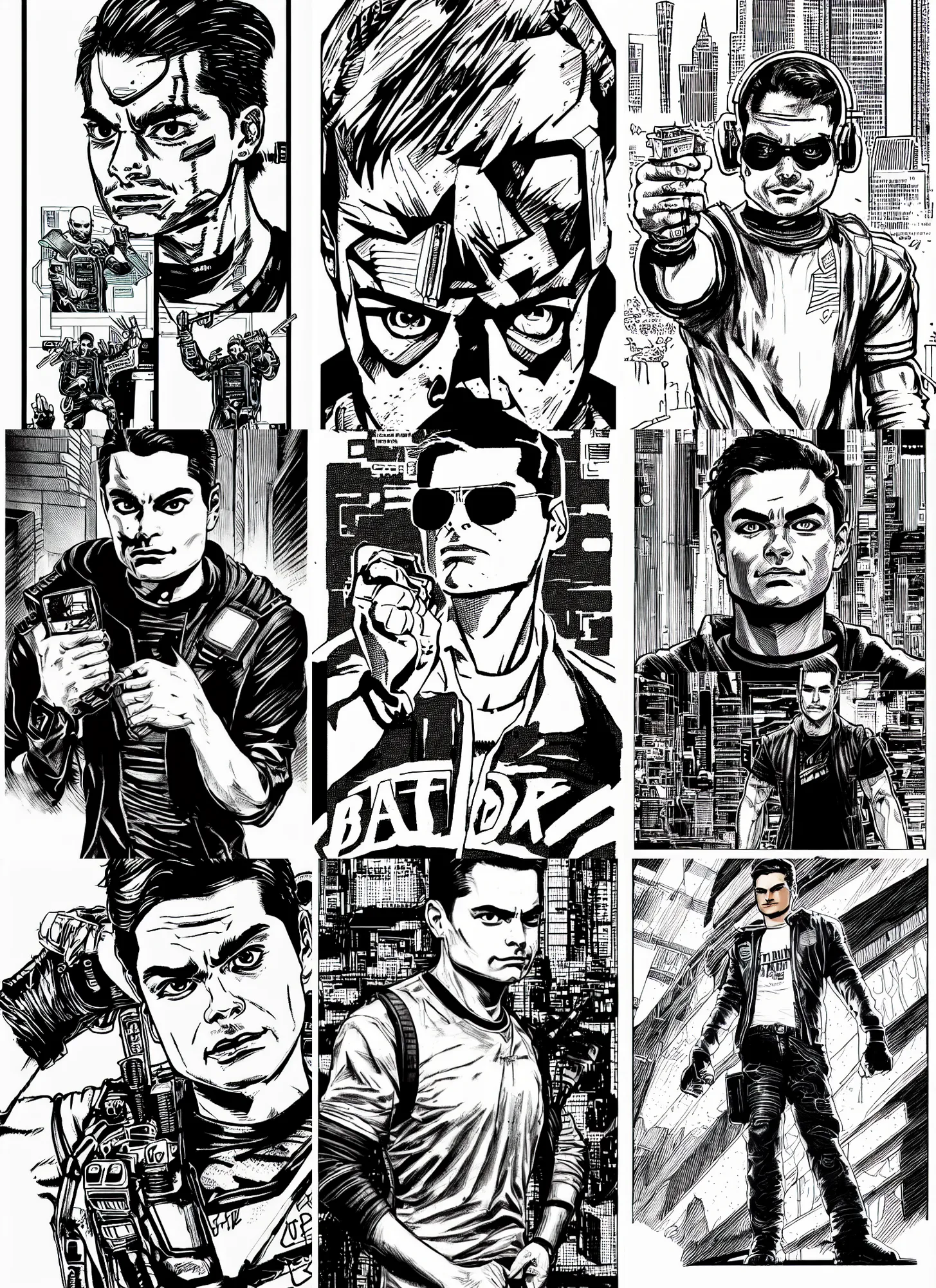 Prompt: ben shapiro, portrait, cyberpunk 2 0 2 0 manual, by steampoweredmikej, inktober, ink drawing, black and white, coloring pages, manga, highly detailed