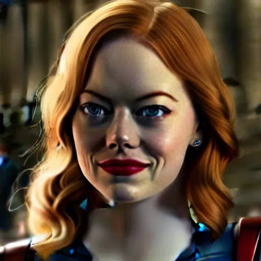 Image similar to Emma Stone as captain America