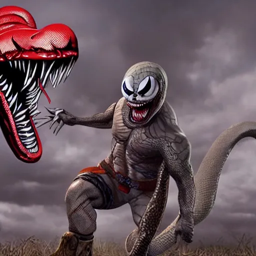 Prompt: snake shooting his venom at clown on the graveyard, ultra realistic, 1 0 8 0