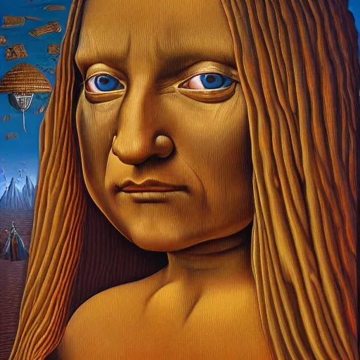 Image similar to monalisa by jacek yerka, alex gray, zdzisław beksiński, dariusz zawadzki, jeffrey smith and h.r. giger, oil on canvas, 8k highly professionally detailed, trending on artstation