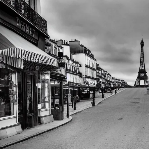 Image similar to Paris street in the Twilight Zone, strange things happening