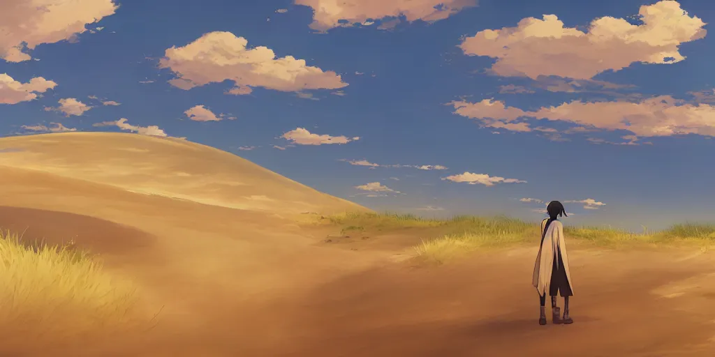 Image similar to sand dunes by makoto shinkai